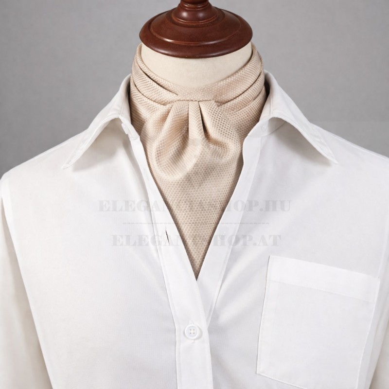   NM szatén ascot nyaksál - Drapp aprómintás